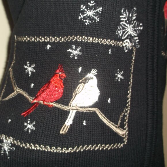 SOUTHERN LADY Red Birds embroidered Christmas / Winter Sweater Vest - Women's XL - Picture 6 of 9